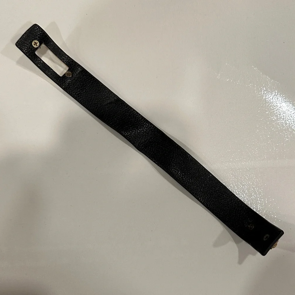 Black Faux Leather Bracelet with Gold Clasp